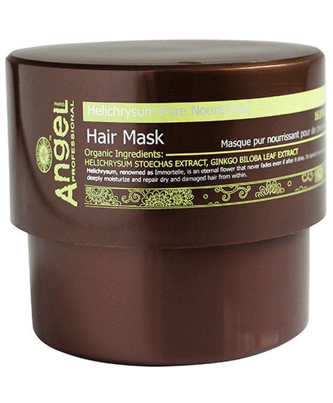 Angel Helichrysum Nourishing Hair Mask from Angel En Provence, creamy hair moisturizer in a jar with herbal ingredients.