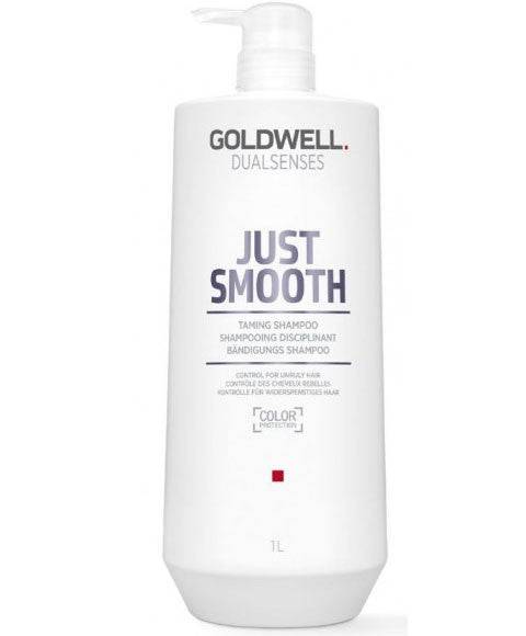 Goldwell Dualsenses Just Smooth Taming Shampoo bottle with sleek packaging and label design.