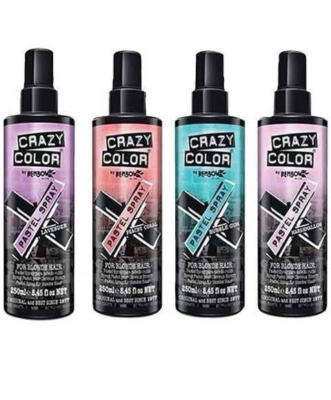 Renbow Crazy Color Pastel Spray for blonde hair, vibrant temporary hair color spray in pastel shades, easy to use and wash out.