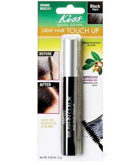 Gray hair touch-up brush by Kiss New York Professional, designed for quick hair color application and blending.