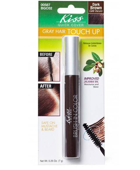 Gray hair touch-up brush by Kiss New York Professional, quick cover gray hair, hair color and bleach tool in gray color.
