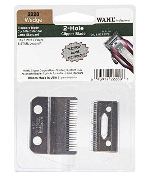 Wahl Wedge 2 Hole Clipper Blade for hair styling, showing the metal blade with two holes, used in professional grooming tools