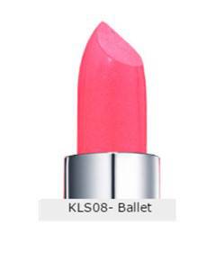 Kiss New York Professional Moisture Lipstick KLS08 Ballet in a soft pink shade, showcasing smooth lipstick application on lips.