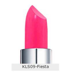 Kiss New York Professional Moisture Lipstick KLS09 Fiesta in vibrant red shade, showcasing smooth lipstick swatch.