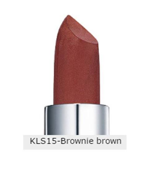 Kiss New York Professional Moisture Lipstick KLS15 Brownie Brown in shade, creamy lip makeup with smooth, rich color application.