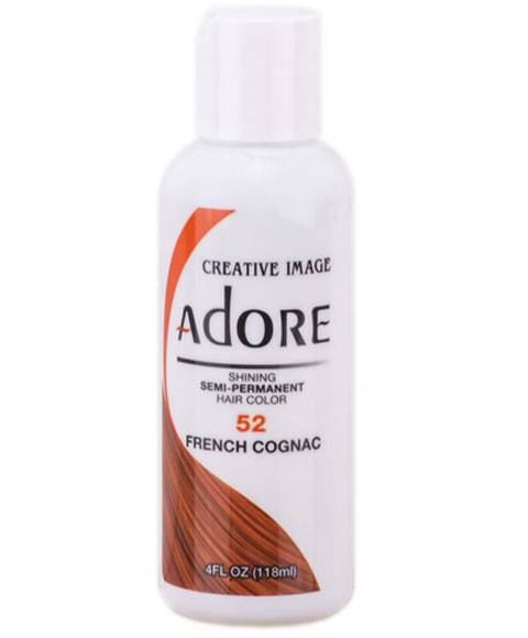 Creative Image Adore Shining Semi Permanent Hair Color in French Cognac, vibrant hair dye in a sleek bottle.