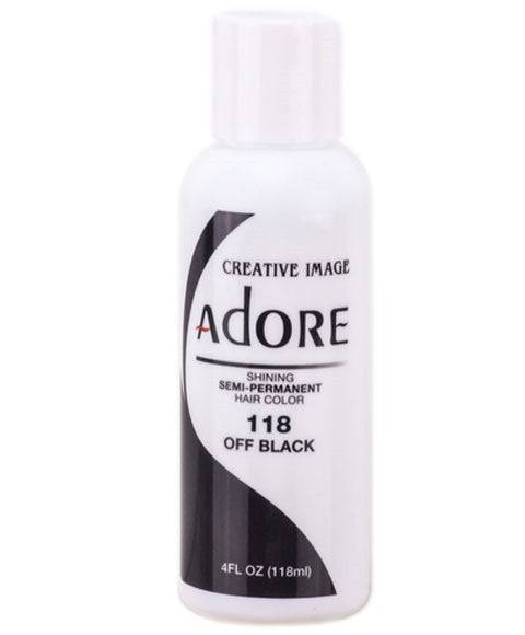 Creative Image Adore Shining Semi Permanent Hair Color Off Black in a tube, vibrant black hair dye for bold, shiny results.