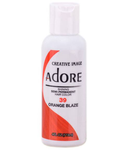 Creative Image Adore Shining Semi Permanent Hair Color in Orange Blaze, vibrant orange hair dye for bold color.