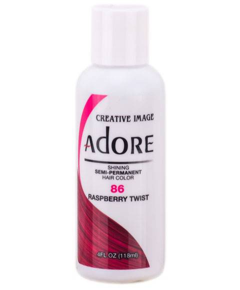 Creative Image Adore Shining Semi Permanent Hair Color in Raspberry Twist, vibrant pink and purple hair dye for bold color.