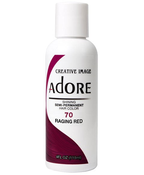 Creative Image Adore Raging Red semi-permanent hair color in a vibrant red shade, suitable for bold hair coloring.