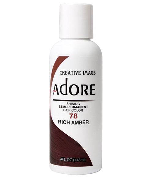 Creative Image Adore Shining Semi Permanent Hair Color in Rich Amber, vibrant hair dye in a sleek bottle.