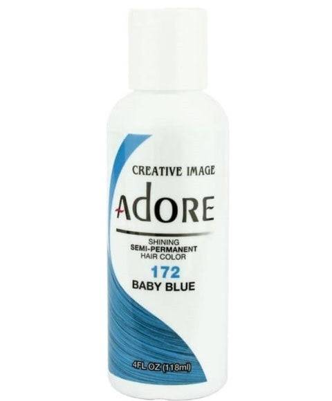 Creative Image Adore Shining Baby Blue semi-permanent hair color in a vibrant bottle, suitable for hair coloring and bleaching.