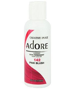 Creative Image Adore Shining Semi Permanent Hair Color Pink Blush in a vibrant pink hue, suitable for hair coloring and bleaching.