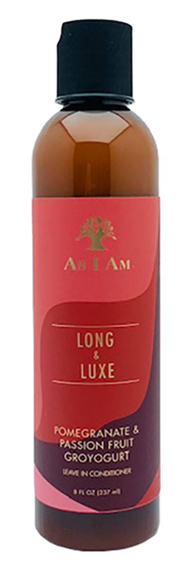 As I Am Long And Luxe Gro Yogurt Leave-In Conditioner bottle with label, natural hair care product for healthy, moisturized hair.
