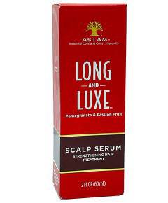 as I Am Long And Luxe Scalp Serum, a nourishing hair serum and oil for healthy scalp and long, shiny hair.