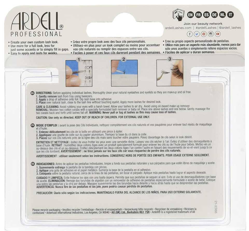 Long black Ardell Double Up Knot Free Double Flares eyelash extensions by American International Industries, showing full lash detail.