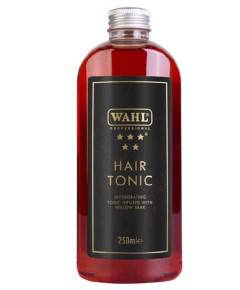 Wahl Traditional Shaving Range Hair Tonic bottle with label, showcasing hair treatment for healthy, revitalized hair.