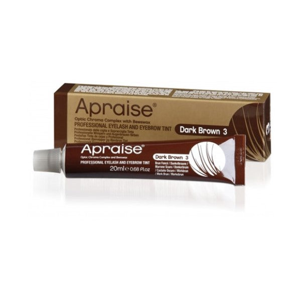 Apraise professional eyelash and eyebrow tint kit with applicator brushes and tint jars for eye makeup enhancement.