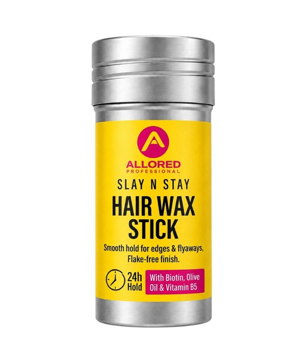 Allored Beauty Slay N Stay 24H Hold Hair Wax Stick, a styling product with a sleek black container and smooth wax texture.