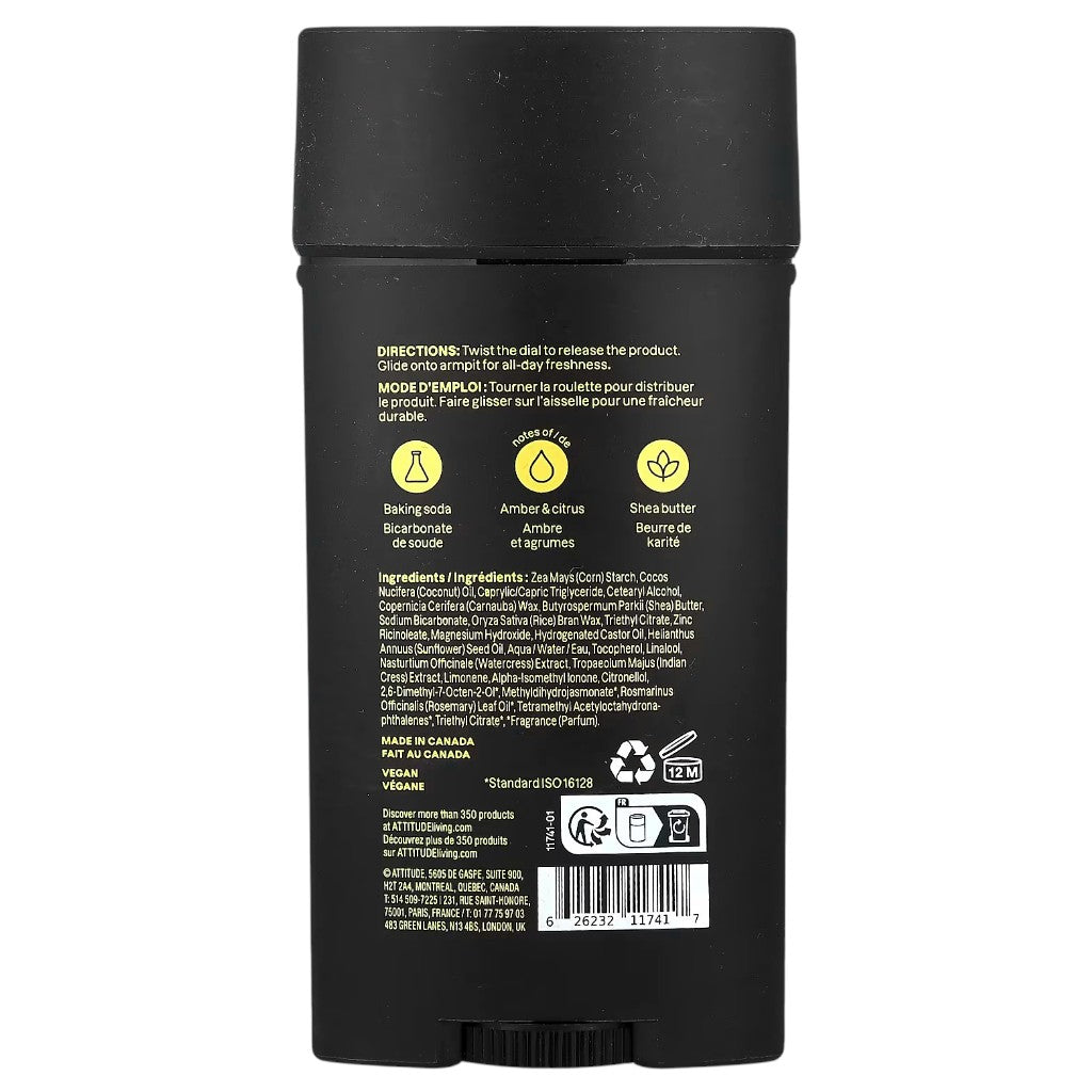 Attitude Super Leaves Men Amber And Citrus Deodorant Stick