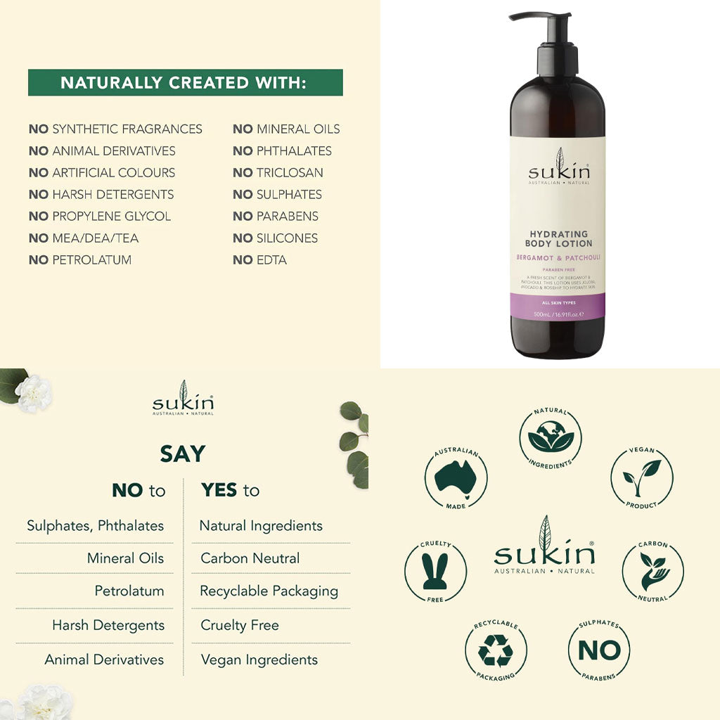 Sukin Australian Natural Skincare Hydrating Body Lotion Bergamot And Patchouli
