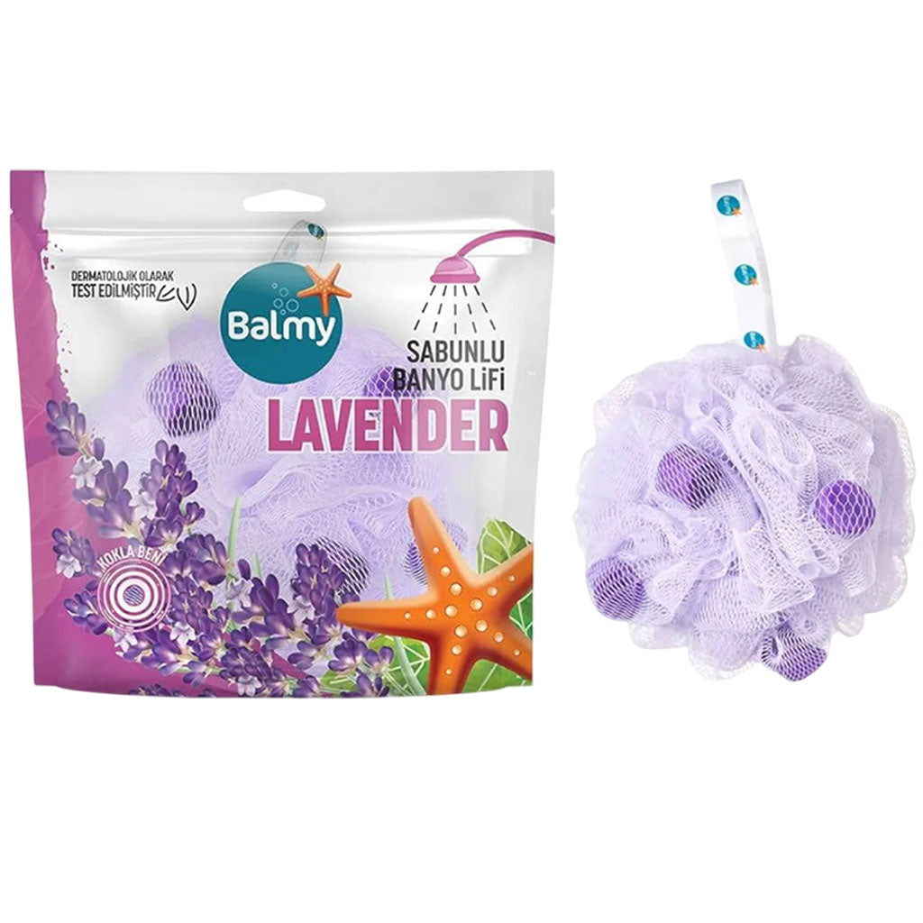 Balmy Naturel Bath Pouf With Lavender Soap Pieces