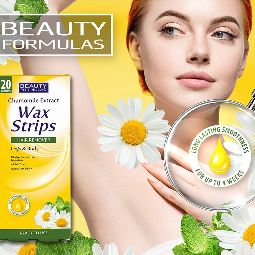 Beauty Formulas Chamomile Extract Hair Removal Wax Strips For Legs And Body