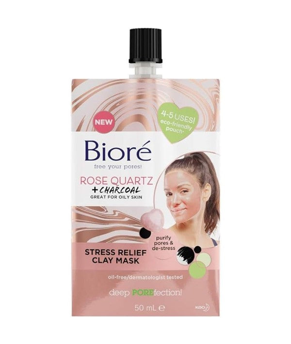 Biore Rose Quartz Plus Charcoal Stress Relief Clay Mask