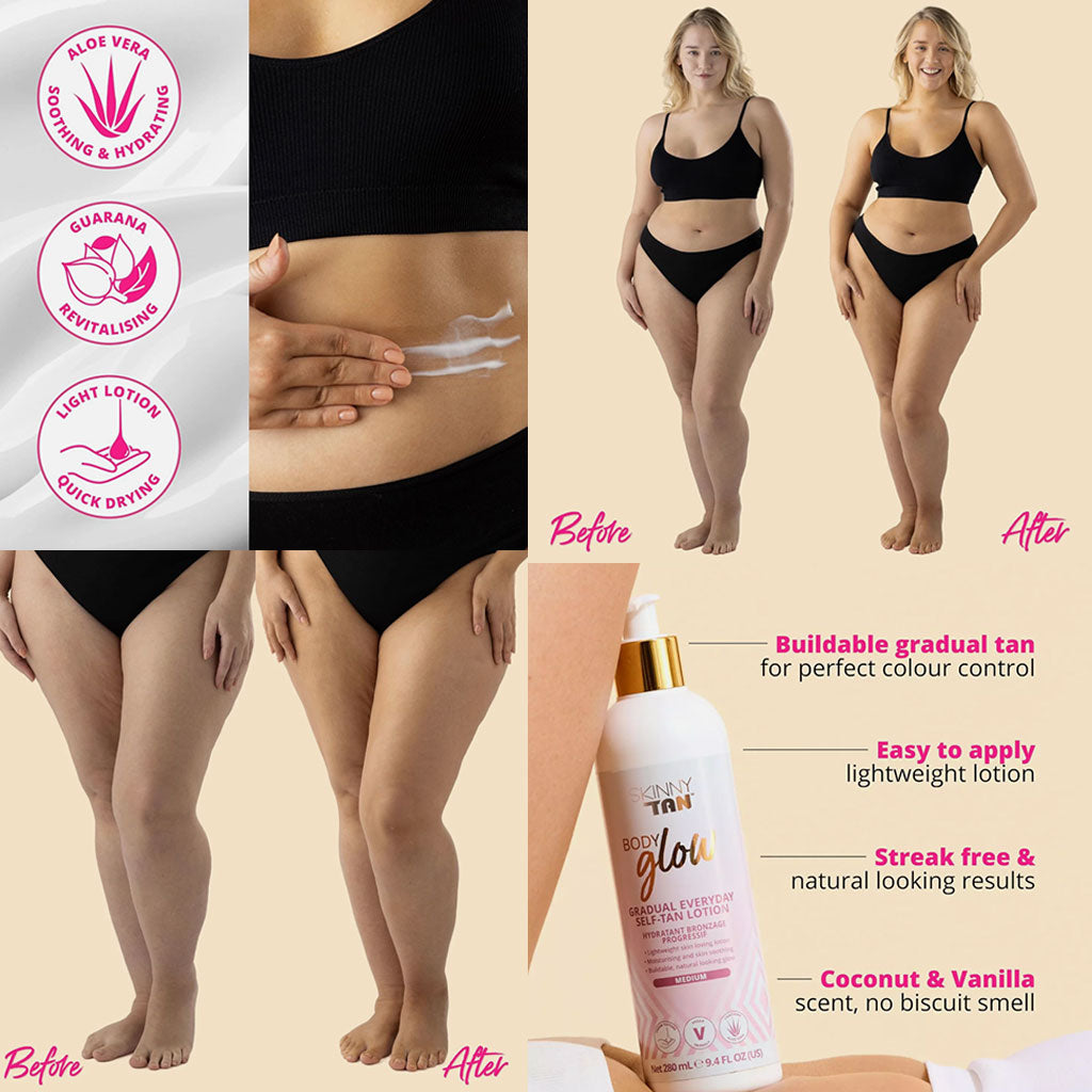 Skinny Tan Body Glow Gradual Everyday Self Tan Lotion Medium