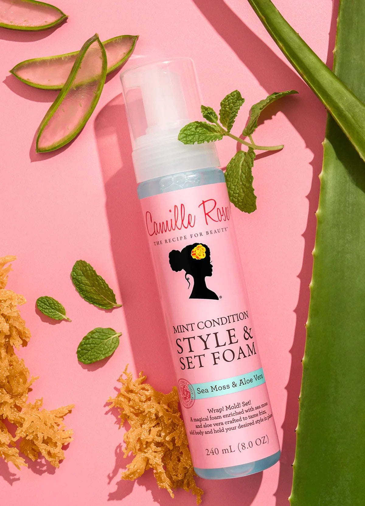 Camille Rose Naturals Mint Condition Style Foam hair styling product bottle
