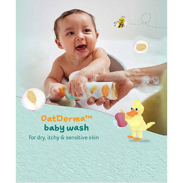 Childs Farm fragrance-free baby wash with oat extract, suitable for gentle bath and shower use on sensitive skin.