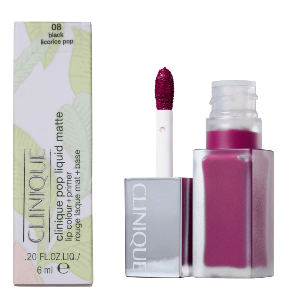 Clinique Pop Liquid Matte Lip Colour And Primer 08 Black Licorice Pop