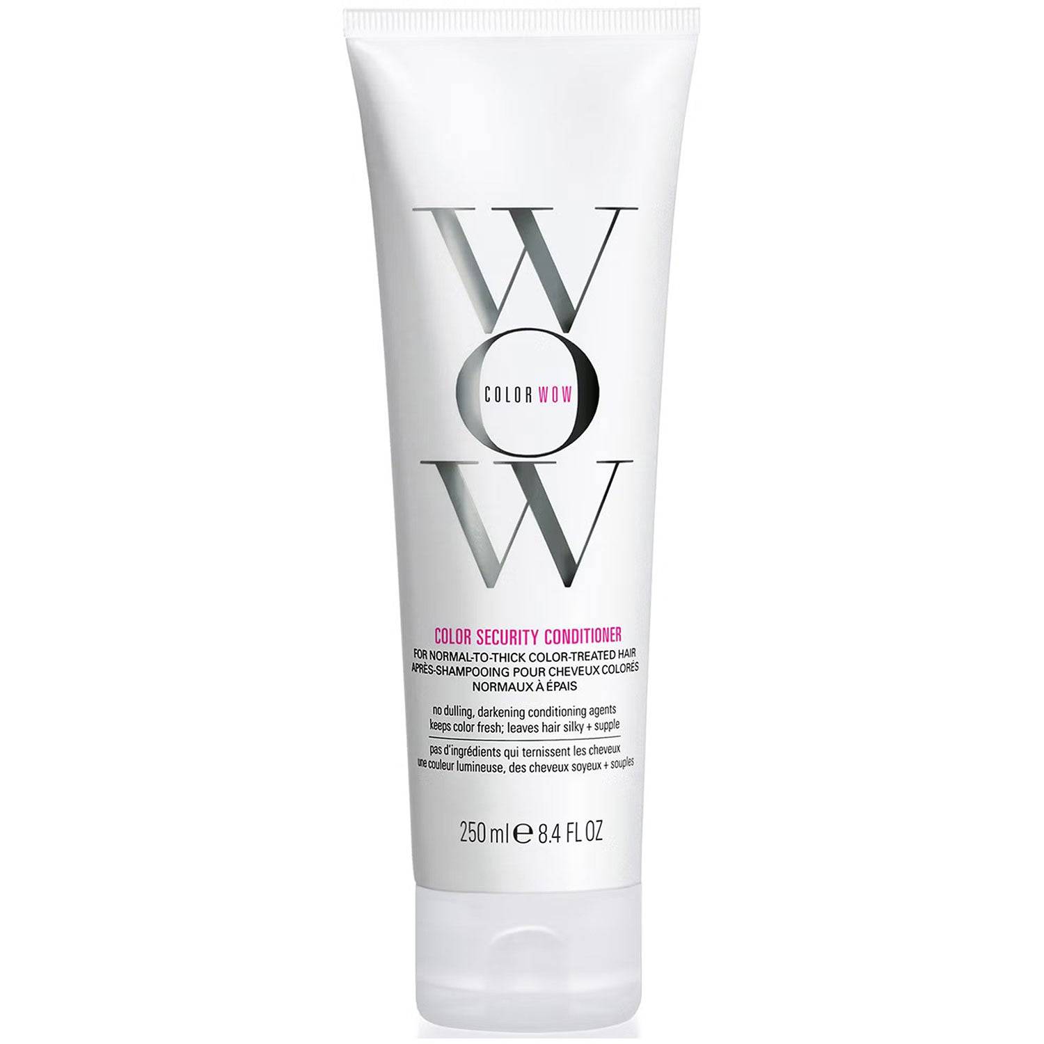 Color Wow Color Security Conditioner for normal to thick hair, showing a bottle of nourishing conditioner with vibrant label design.