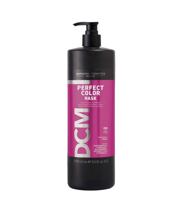 Diapason Cosmetics Milano DCM Perfect Color Mask hair treatment in a large 1000ml jar, designed to enhance and protect colored hair.