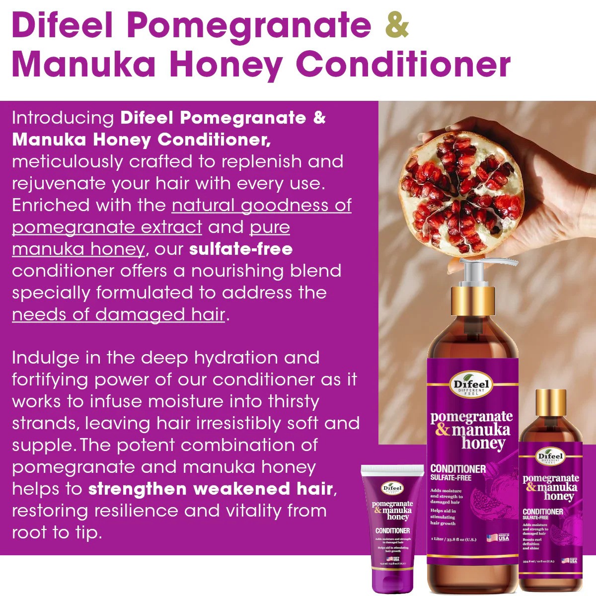 Difeel Pomegranate And Manuka Honey Conditioner
