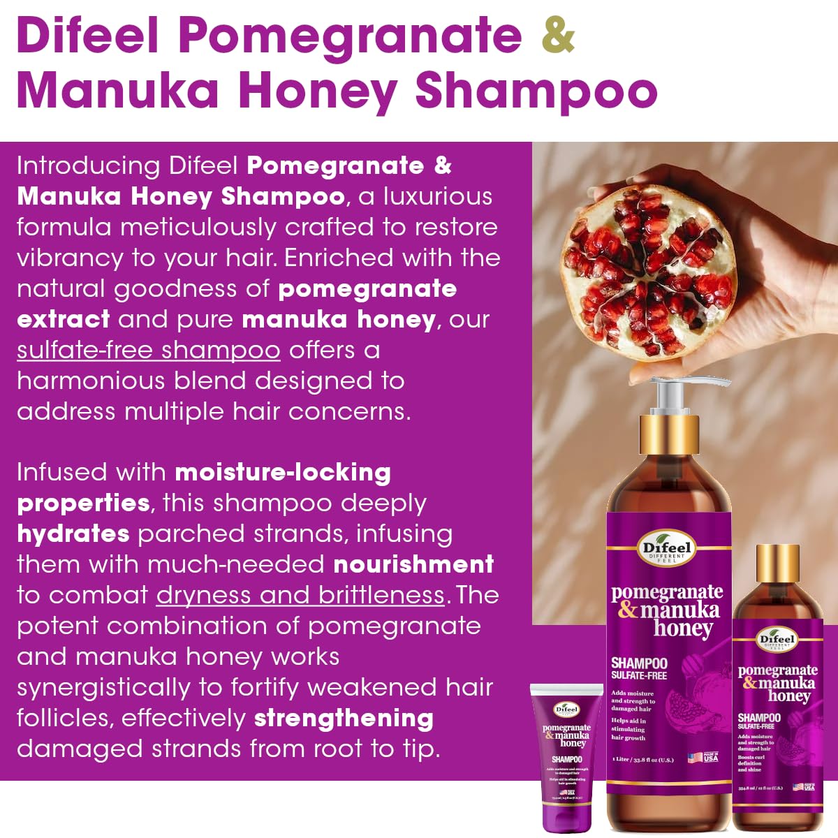 Difeel Pomegranate And Manuka Honey Shampoo