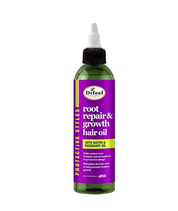 Difeel Protective Styles Root Repair and Growth Hair Oil bottle with dropper for nourishing hair treatment and scalp care.