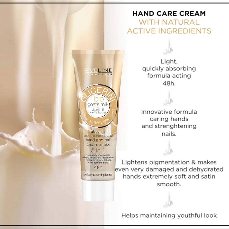 Eveline Bio Goat Milk 5 In 1 Glycerine Hand Nail Cream Mask