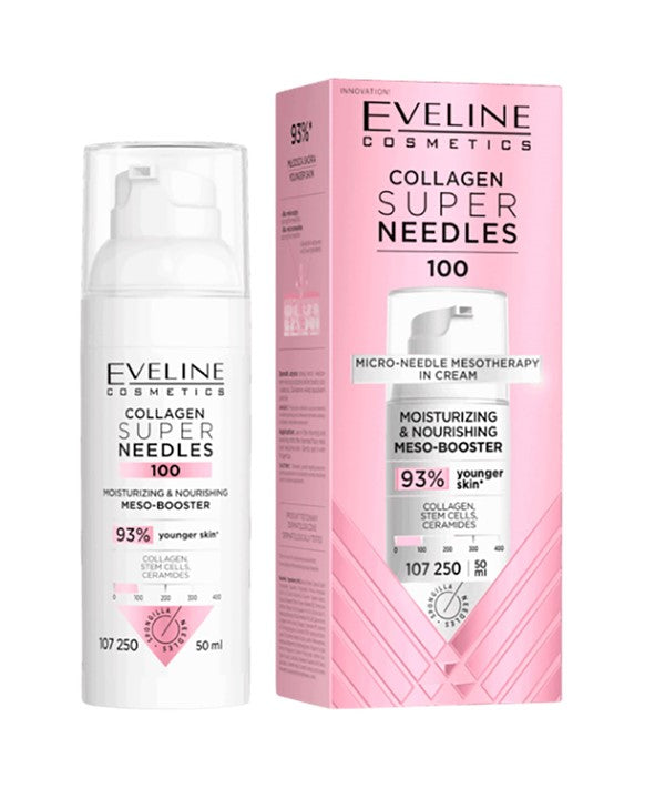 Eveline Collagen Super Micro Needle Mesotherapy in Cream moisturizer jar with product label visible.