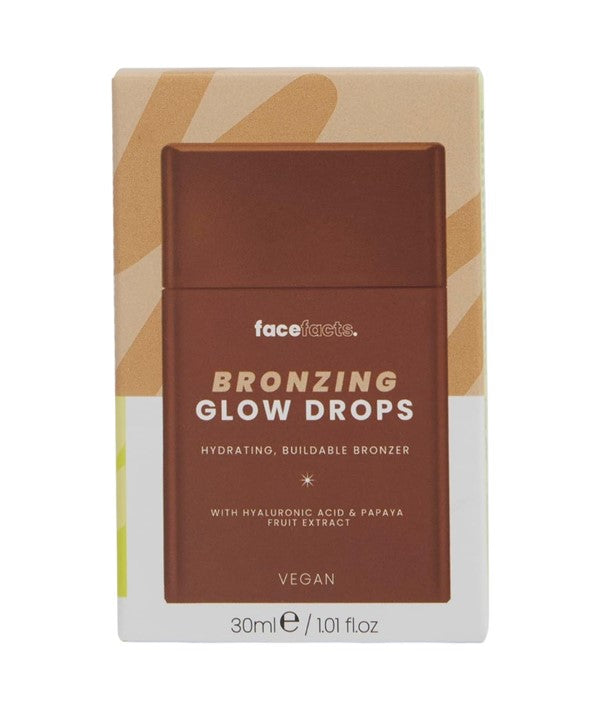 Face Facts bronzing hydrating glow drops with buildable bronze finish and a liquid formula for a natural sun-kissed look.