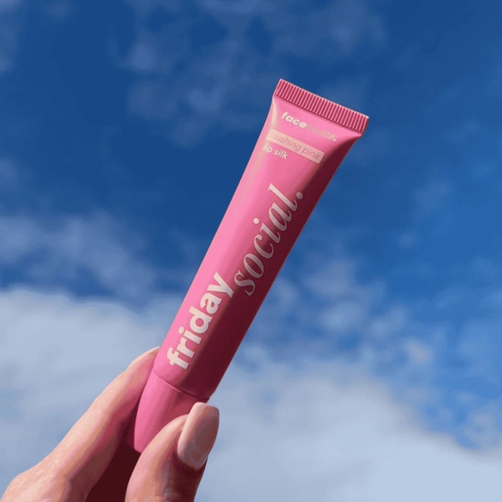 Face Facts Friday Social Lip Silk in Blushing Pink lip care product tube