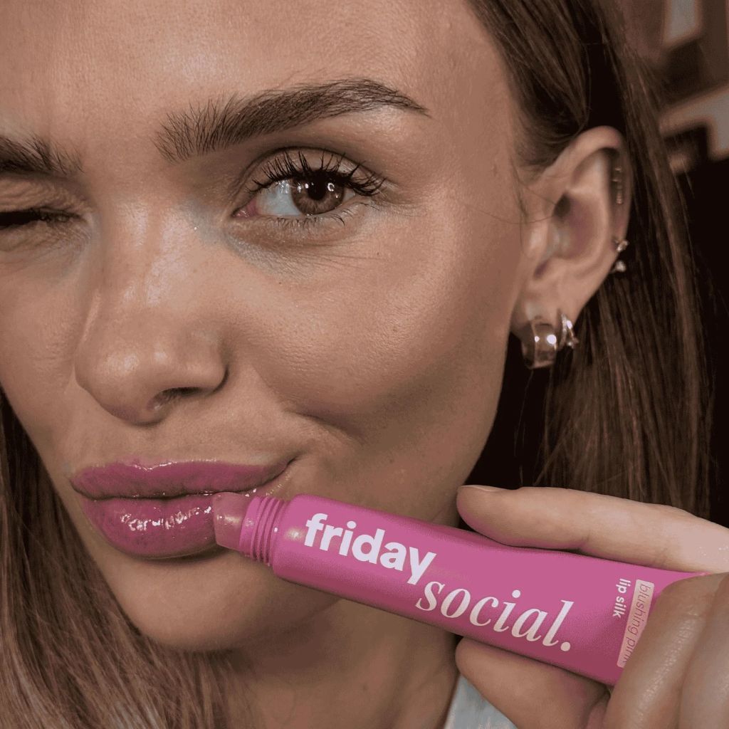 Face Facts Friday Social Lip Silk in Blushing Pink lip care product tube