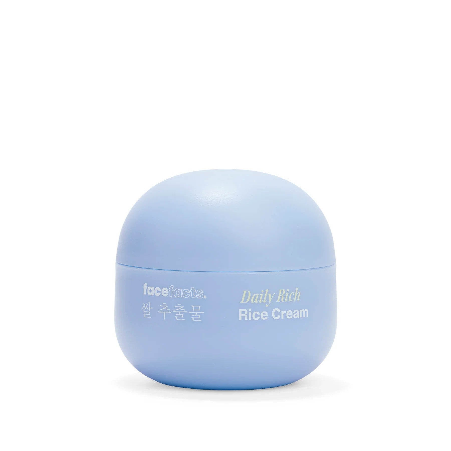 Face Facts Rice Extract Daily Rich Rice Cream moisturizer in a jar, showing its smooth, creamy texture and packaging.