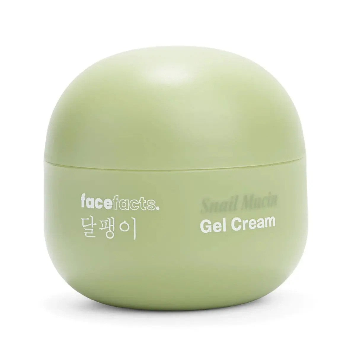 Face Facts Snail Mucin 4-in-1 Advance Gel Cream moisturizer in a jar, showing its smooth, translucent gel texture.