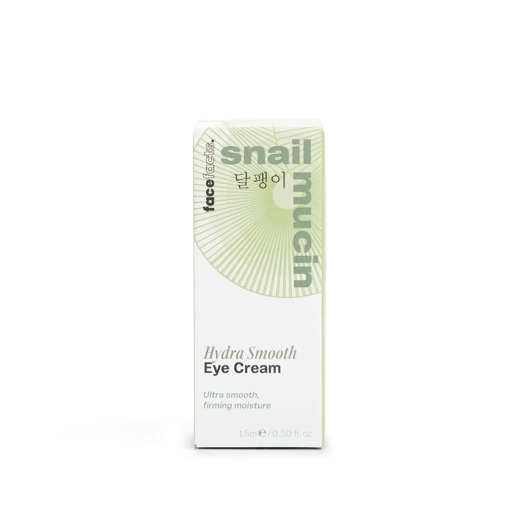 Face Facts Snail Mucin Hydra Smooth Eye Cream in a 15ml jar, designed for eye care and hydration.
