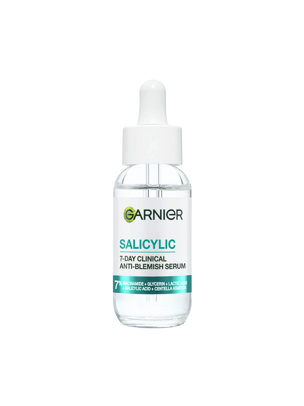 Garnier Pure Active Salicylic 7 Day Clinical Anti-Imperfections Serum in 30ml bottle, focused on clear skin and blemish reduction