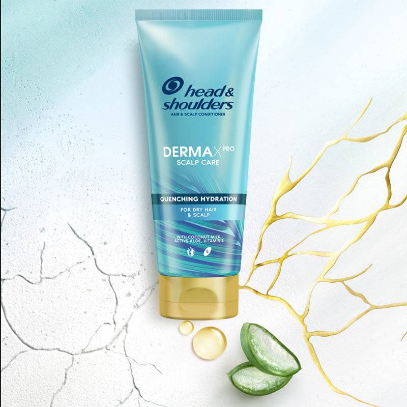 Head and Shoulders Dermax Pro Scalp Care Conditioner bottle with hydrating formula for scalp and hair nourishment.