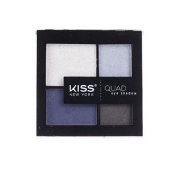 Kiss New York Professional Quad Eyeshadow KQS03 Navy with four shades in a compact palette for eye makeup.