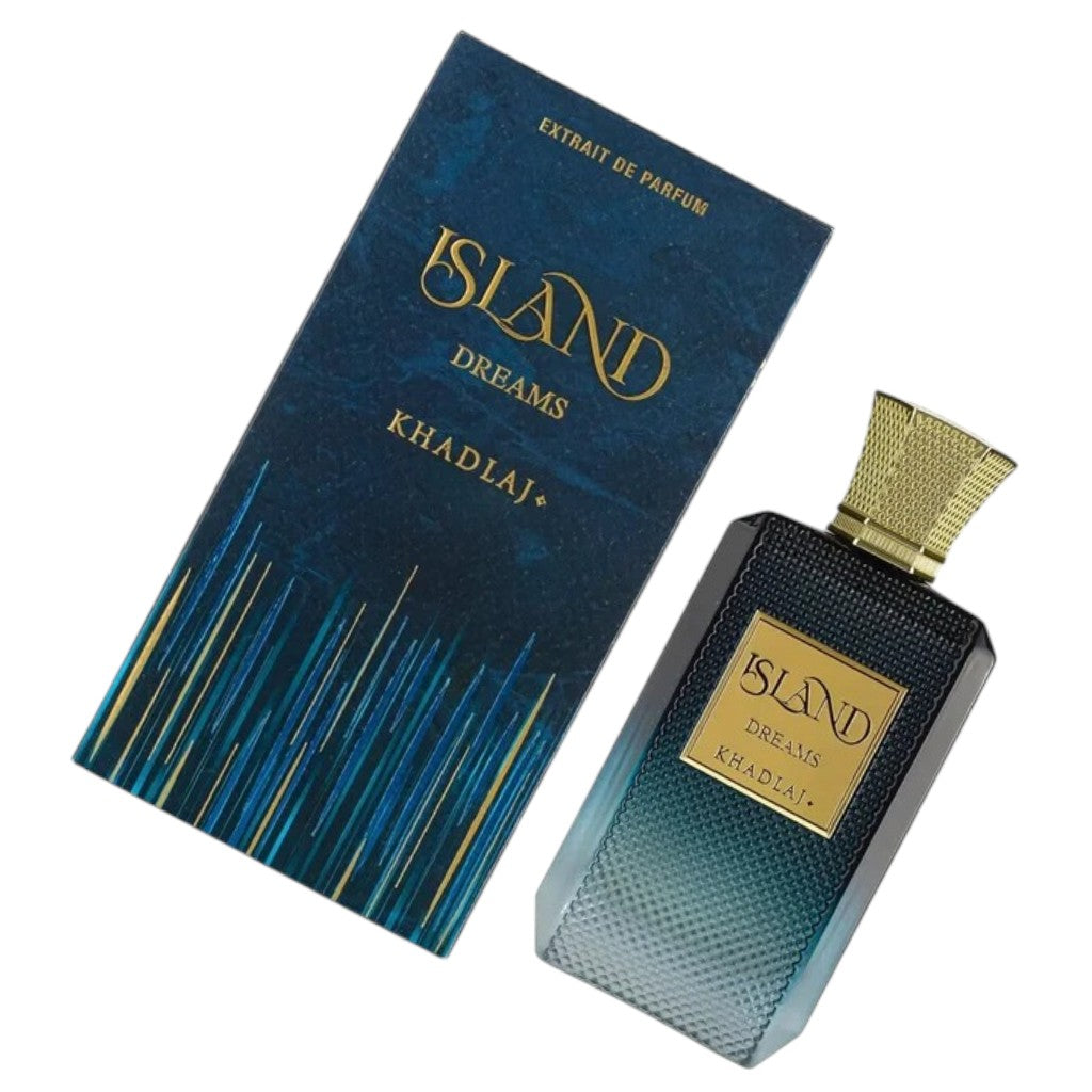 Khadlaj Island Dreams Extrait De Parfum for Him fragrance bottle and packaging