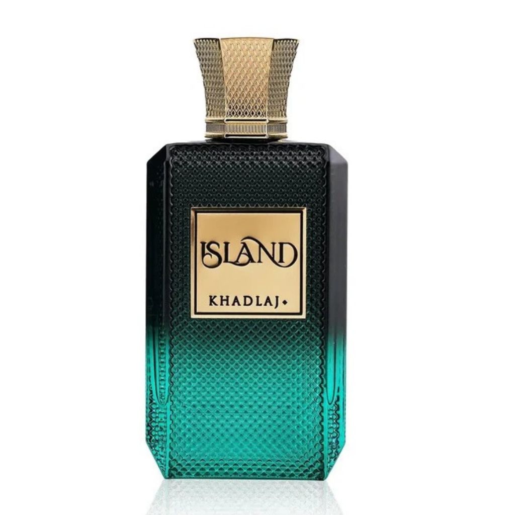 Khadlaj Island Extrait de Parfum for Him bottle on a clean background